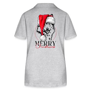 Santa Islandhund Merry Christmas Hunde Wilsigns - Stanley/Stella Frauen Bio-Poloshirt ELLISER - Grau meliert - Hinten - Anna (173cm)