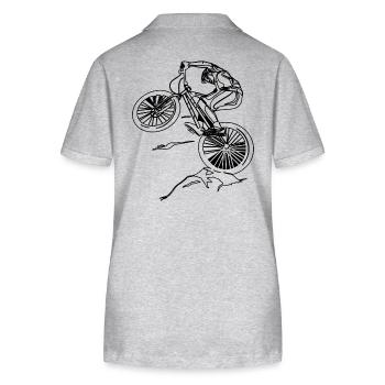 Freeride Trial Vélo Cyclisme - Polo bio ELLISER Stanley/Stella Femme - gris chiné - Dos - Anna (173cm)