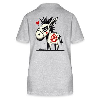 Rebellious & Funny: Anarchy Punk Donkeys - Stanley/Stella Women’s Organic Polo Shirt ELLISER - heather grey - Back - Anna (173cm)