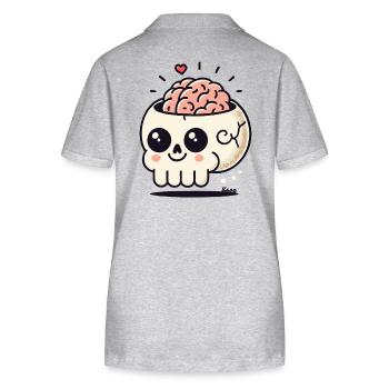 Cute & Crazy: Kawaii Skull with Heart & Brain - Stanley/Stella Women’s Organic Polo Shirt ELLISER - heather grey - Back - Anna (173cm)