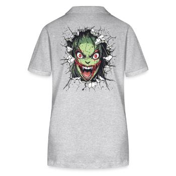 Gruseliges Monster durchbricht Wand - Stanley/Stella Frauen Bio-Poloshirt ELLISER - Grau meliert - Hinten - Anna (173cm)