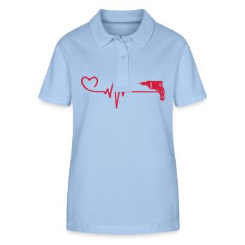 Bohrmaschine Puls Herz Liebe - Stanley/Stella Frauen Bio-Poloshirt ELLISER - sky Blue - Vorne - Luana (180cm)