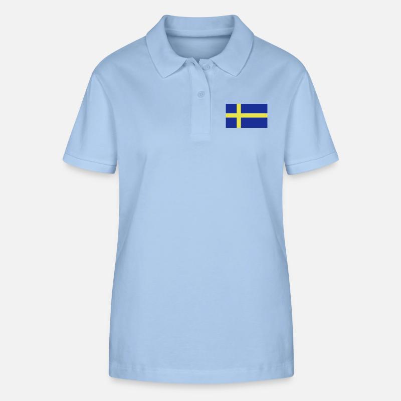 Suède, Suède, svenska, drapeau, drapeau - Polo bio ELLISER Stanley/Stella Femme - bleu ciel