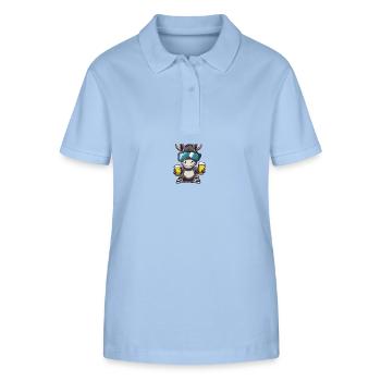 Esel Apres Ski Bier - Stanley/Stella Frauen Bio-Poloshirt ELLISER - sky Blue - Vorne - Luana (180cm)