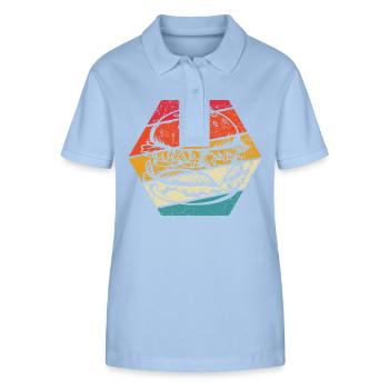 Burger - Fast Food - lecker - Stanley/Stella Frauen Bio-Poloshirt ELLISER - sky Blue - Vorne - Luana (180cm)