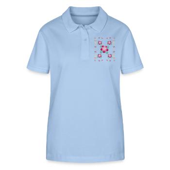 Prairie fleurie, vrille de fleur, motif floral coloré, fleur - Polo bio ELLISER Stanley/Stella Femme - bleu ciel - Devant - Luana (180cm)