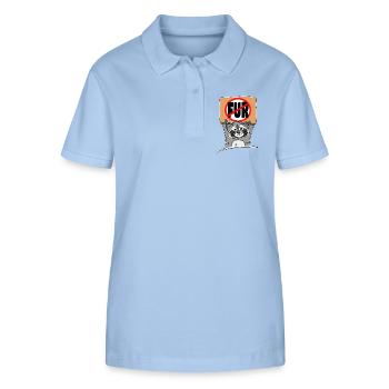 Waschbär gegen Pelz - Kein Pelz Statement - Stanley/Stella Frauen Bio-Poloshirt ELLISER - sky Blue - Vorne - Luana (180cm)