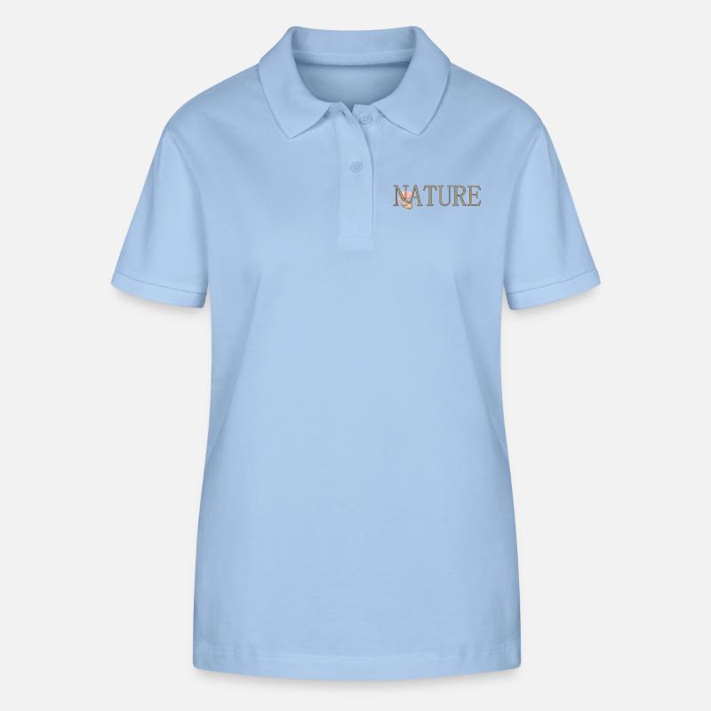 Text mit Blättern - Stanley/Stella Frauen Bio-Poloshirt ELLISER - sky Blue