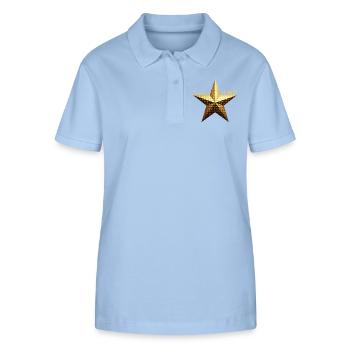Evergreen Magic - Goldener Weihnachtsstern Design - Stanley/Stella Frauen Bio-Poloshirt ELLISER - sky Blue - Vorne - Luana (180cm)