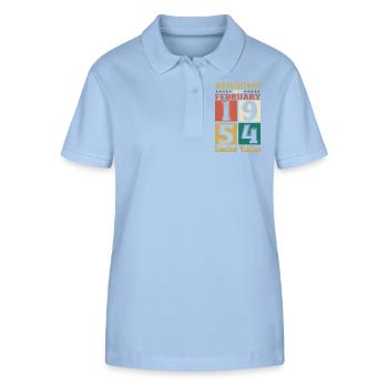 70e anniversaire Génial depuis février Né en 1954 - Polo bio ELLISER Stanley/Stella Femme - bleu ciel - Devant - Luana (180cm)
