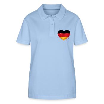 DEUTSCHLAND HERZ DEUTSCHLANDFAHNE DEUTSCHLAND - Stanley/Stella Frauen Bio-Poloshirt ELLISER - sky Blue - Vorne - Luana (180cm)