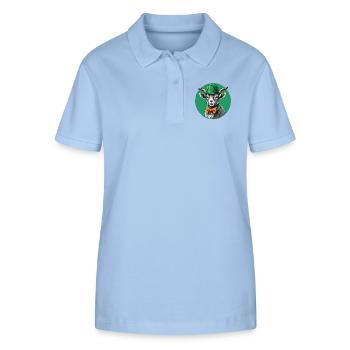 Ziege mit grünem Hut und gelber Schleife - Stanley/Stella Frauen Bio-Poloshirt ELLISER - sky Blue - Vorne - Luana (180cm)