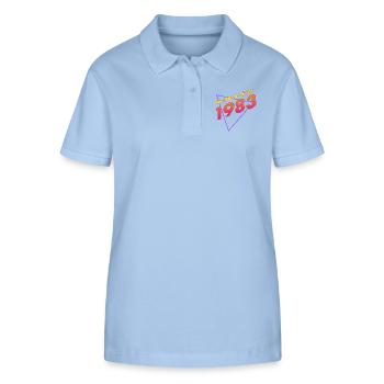 Retro - Genial seit 1983 - Stanley/Stella Frauen Bio-Poloshirt ELLISER - sky Blue - Vorne - Luana (180cm)