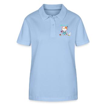 Cute cat - Stanley/Stella Frauen Bio-Poloshirt ELLISER - sky Blue - Vorne - Luana (180cm)
