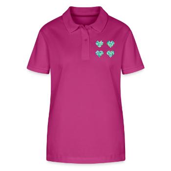 4 Pixel Herzen - neon pastel Farben - blau - grün - Stanley/Stella Frauen Bio-Poloshirt ELLISER - Orchidee - Vorne - Luana (180cm)