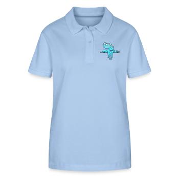 Oktopus hinter Mauer Zaun Schild Tasche guckt böse - Stanley/Stella Frauen Bio-Poloshirt ELLISER - sky Blue - Vorne - Luana (180cm)