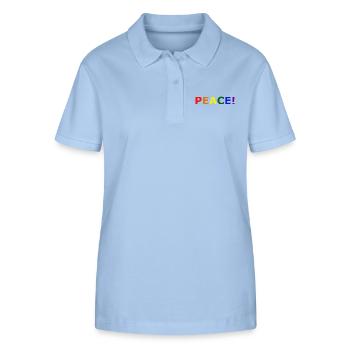 PEACE bunt - Stanley/Stella Frauen Bio-Poloshirt ELLISER - sky Blue - Vorne - Luana (180cm)