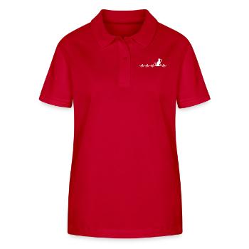 Katzenliebhaber Wein trinkende Katze Herzschlag - Stanley/Stella Frauen Bio-Poloshirt ELLISER - Rot - Vorne - Luana (180cm)