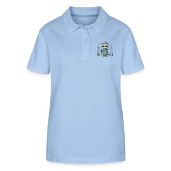 Abenteuerlustiger Waschbär im Wanderoutfit - Stanley/Stella Frauen Bio-Poloshirt ELLISER - sky Blue - Vorne - Luana (180cm)