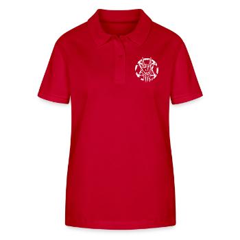 Knochenhand mit Pentagramm macht devil horns - Stanley/Stella Frauen Bio-Poloshirt ELLISER - Rot - Vorne - Luana (180cm)