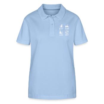 Eat Sleep Code Repeat - Stanley/Stella Women’s Organic Polo Shirt ELLISER - sky blue - Front - Luana (180cm)