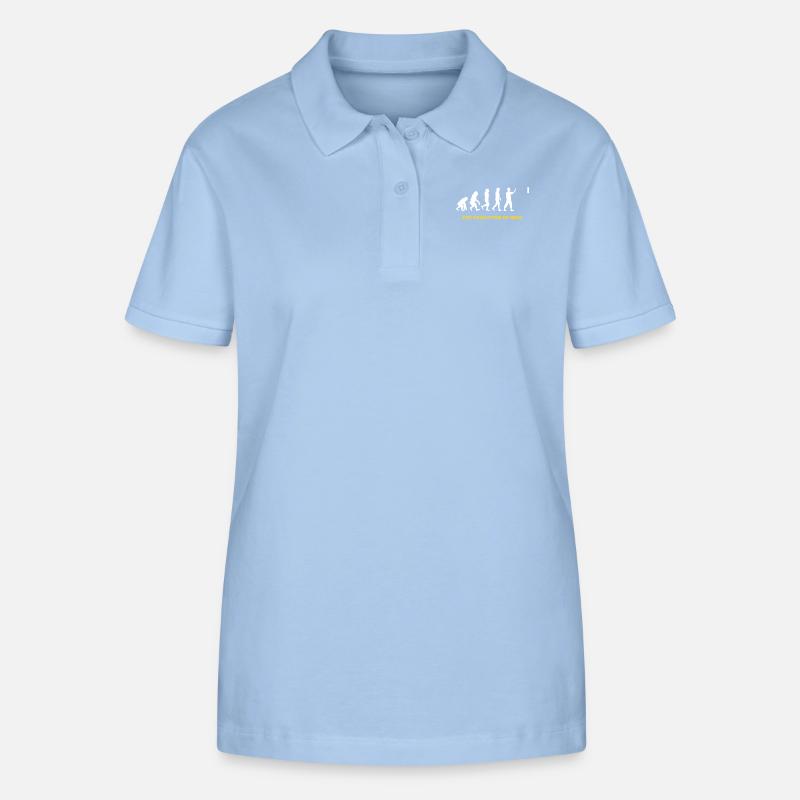 Fléchettes - Évolution - Drôle - cadeau - Polo bio ELLISER Stanley/Stella Femme - bleu ciel
