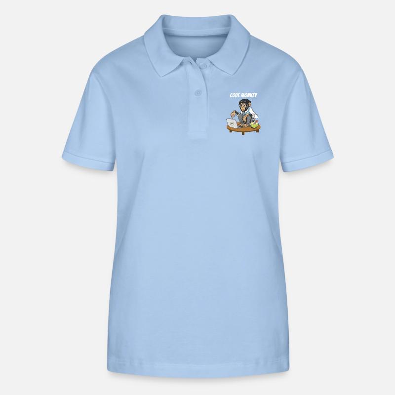 Monkey Code Progammier Singe Coding Monkeys - Polo bio ELLISER Stanley/Stella Femme - bleu ciel