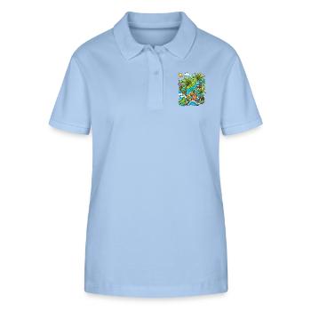 Modèle de vacances tropicales - Polo bio ELLISER Stanley/Stella Femme - bleu ciel - Devant - Luana (180cm)