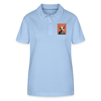 Woman cow surreal collage - Stanley/Stella Women’s Organic Polo Shirt ELLISER - sky blue - Front - Luana (180cm)