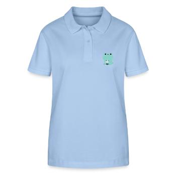 Türkisfarbener Boba-Frosch - Stanley/Stella Frauen Bio-Poloshirt ELLISER - sky Blue - Vorne - Luana (180cm)