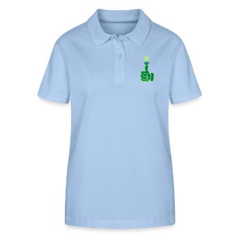 green thumb / Grüner Daumen (2c) - Stanley/Stella Frauen Bio-Poloshirt ELLISER - sky Blue - Vorne - Luana (180cm)