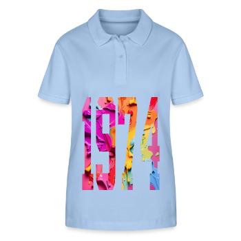 BUNT 52. GEBURTSTAG 1974 - Stanley/Stella Frauen Bio-Poloshirt ELLISER - sky Blue - Vorne - Luana (180cm)