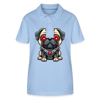 Cyborg Pug with Red Eyes - Stanley/Stella Women’s Organic Polo Shirt ELLISER - sky blue - Front - Luana (180cm)