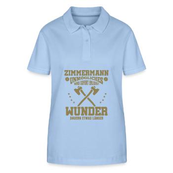 Zimmermann – Unmögliches wird sofort erledigt - Stanley/Stella Frauen Bio-Poloshirt ELLISER - sky Blue - Vorne - Luana (180cm)
