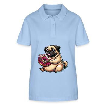 Chien de dessin animé mignon carlin beignet - Polo bio ELLISER Stanley/Stella Femme - bleu ciel - Devant - Luana (180cm)