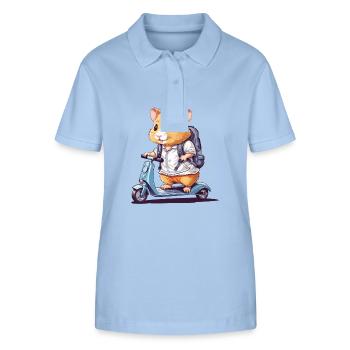 Élèves de hamster sur la conception de la voie de l’école de scooter - Polo bio ELLISER Stanley/Stella Femme - bleu ciel - Devant - Luana (180cm)