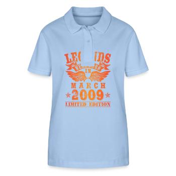 Legends sont nés en Mars 2009 Anniversaire - Polo bio ELLISER Stanley/Stella Femme - bleu ciel - Devant - Luana (180cm)