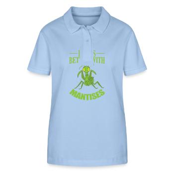 Life is better with Mantises - Stanley/Stella Frauen Bio-Poloshirt ELLISER - sky Blue - Vorne - Luana (180cm)