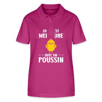 Humour bébé poussin - Polo bio ELLISER Stanley/Stella Femme - mauve orchidée - Devant - Luana (180cm)