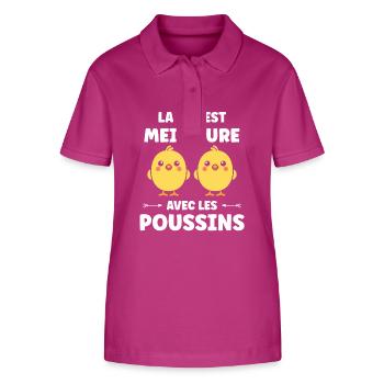 Humour bébé poussin - Polo bio ELLISER Stanley/Stella Femme - mauve orchidée - Devant - Luana (180cm)
