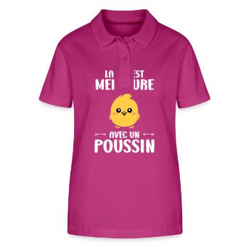 Humour petit poussin - Polo bio ELLISER Stanley/Stella Femme - mauve orchidée - Devant - Luana (180cm)