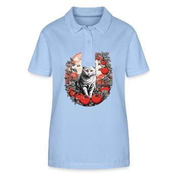 Chat Dans Le Jardin Chats Domestiques Propriétaire Chats Dame - Polo bio ELLISER Stanley/Stella Femme - bleu ciel - Devant - Luana (180cm)