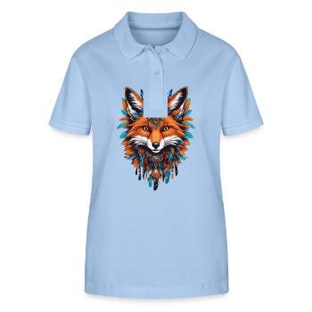 Fuchs Spirituelles Mandala Tier Traumfänger Design - Stanley/Stella Frauen Bio-Poloshirt ELLISER - sky Blue - Vorne - Luana (180cm)