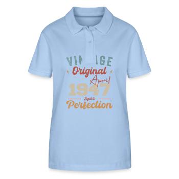 Vintage Geboren im April 1947 Geburtstagsgeschenk - Stanley/Stella Frauen Bio-Poloshirt ELLISER - sky Blue - Vorne - Luana (180cm)