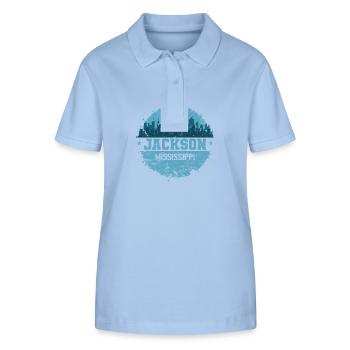 Jackson Stadt im Bundesstaat Mississippi - Stanley/Stella Frauen Bio-Poloshirt ELLISER - sky Blue - Vorne - Luana (180cm)