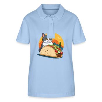 Taco Katze Cinco De Mayo Lustiges Aesthetic Design - Stanley/Stella Frauen Bio-Poloshirt ELLISER - sky Blue - Vorne - Luana (180cm)