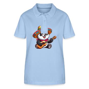 Cinco de Mayo Panda: mariachi with guitar - Stanley/Stella Women’s Organic Polo Shirt ELLISER - sky blue - Front - Luana (180cm)