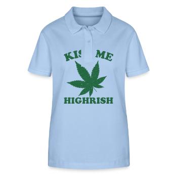 Kiss Me Im Highrish Weed Marijuana 420 St Patricks - Stanley/Stella Women’s Organic Polo Shirt ELLISER - sky blue - Front - Luana (180cm)
