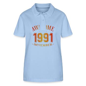 November 1991 - Birthday in November Awesome - Stanley/Stella Women’s Organic Polo Shirt ELLISER - sky blue - Front - Luana (180cm)