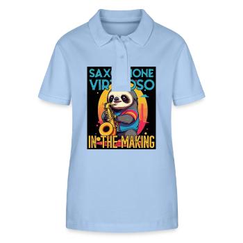 Lustiges Saxophon Faultier Jazz Musik Design - Stanley/Stella Frauen Bio-Poloshirt ELLISER - sky Blue - Vorne - Luana (180cm)